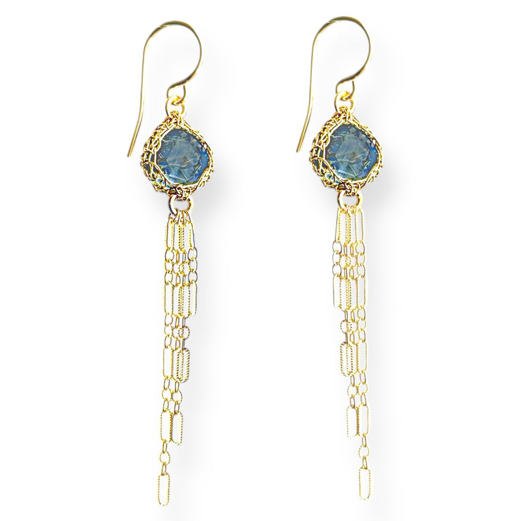 London Blue Topaz Boho Earrings In Gold