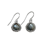 Grey Moonstone Teardrop Earrings in Silver