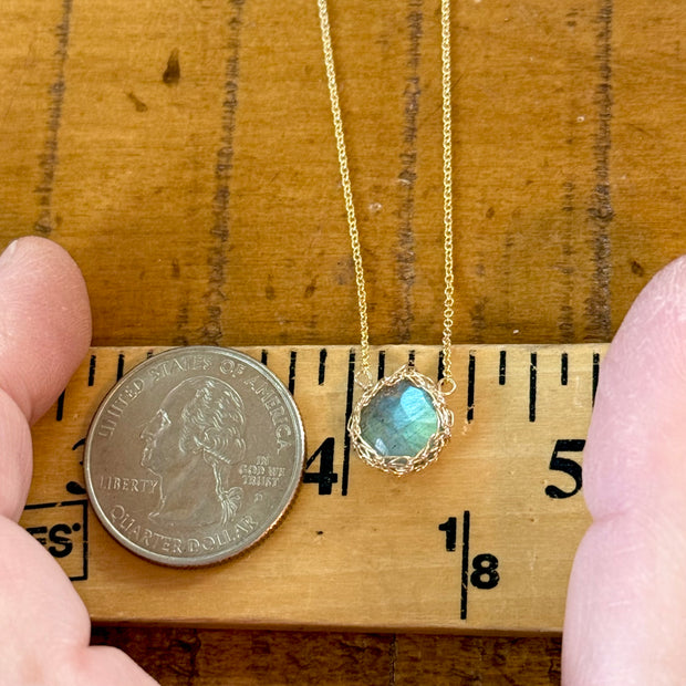 Small Labradorite Teardrop Necklace In Gold