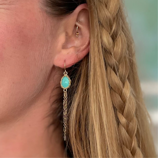 Turquoise Boho Earrings In Gold
