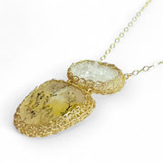 Quartz Druzy & Dendritic Quartz  Necklace In Gold