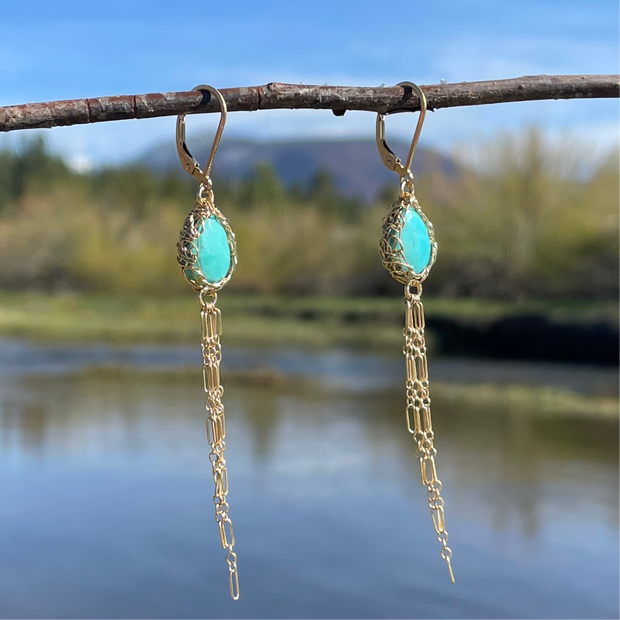 Turquoise Boho Earrings In Gold