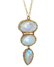 Triad Rainbow Moonstone Necklace in Gold