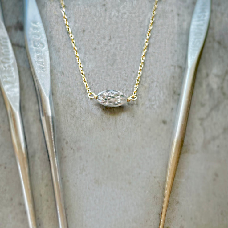 14kt Salt & Pepper Diamond Barrel Neckla