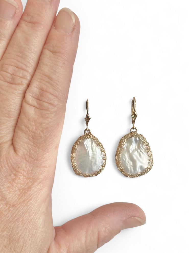 Large Keshi Pearl Earrings In Gold