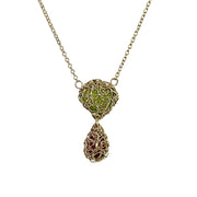 Peridot and Rubellite Tourmaline Drop Necklace In Gold