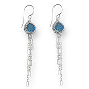 London Blue Topaz Boho Earrings In Silver