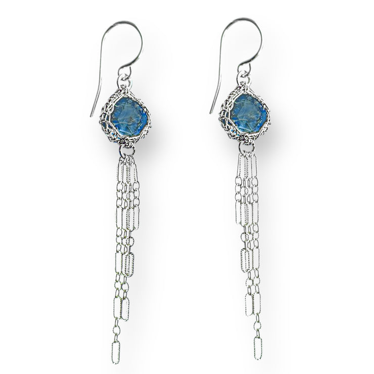 London Blue Topaz Boho Earrings In Silver