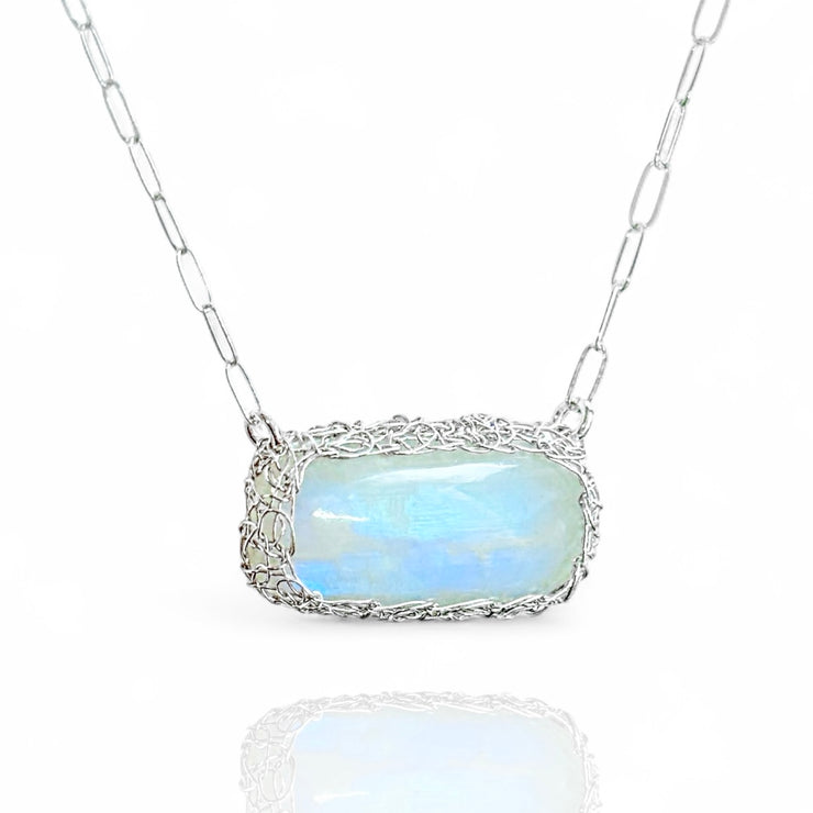 Horizon Moonstone Necklace in Silver