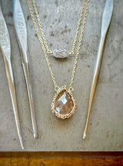 14kt Salt & Pepper Diamond Teardrop Necklace