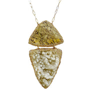 Dendritic Agate & Quartz Stalactite Necklace In Gold