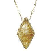 Rutilated Quartz Diamond Necklace in Gold