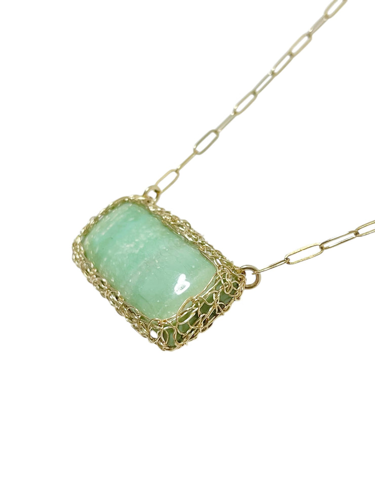 Petrified Opalized Wood Horizon Necklace in Gold