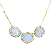 Triple Moonstone Bella Necklace In Gold