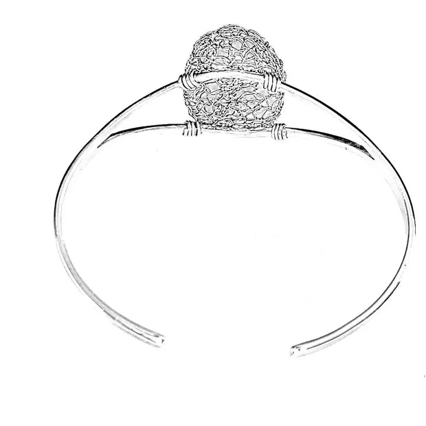 Moonstone Oval Cuff Bracelet in Silver