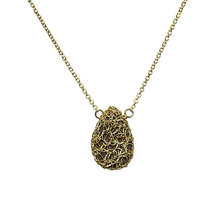 Boulder Opal Teardrop Necklace In Gold