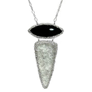 Black Onyx & Snowflake Druzy Necklace In Silver