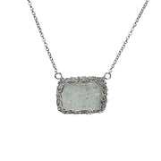Snowflake Druzy Horizon Necklace In Silver