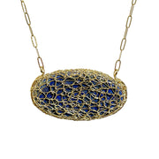 Carved Lapis Lazuli Necklace Gold