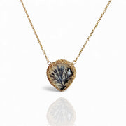 Small Dendritic Agate Fern Necklace In Gold