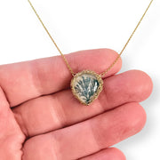 Small Dendritic Agate Fern Necklace In Gold