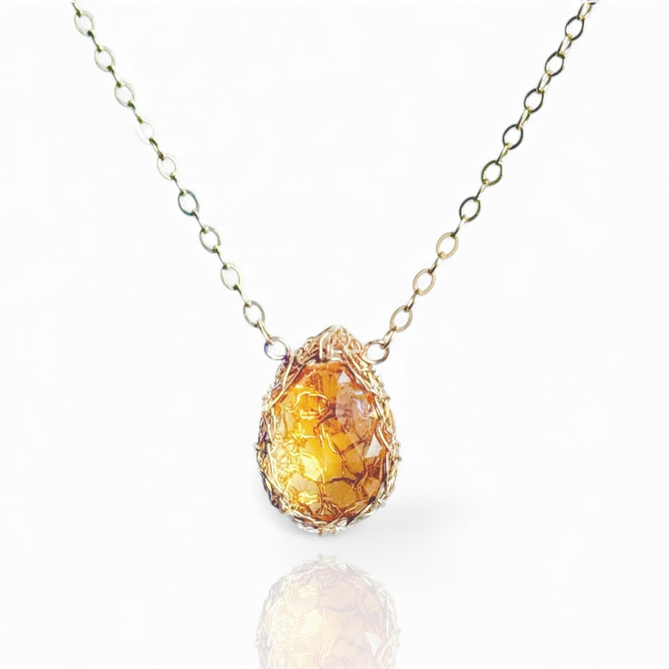 Large Citrine Drop Necklace In Gold