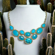 Natural Turquoise Queen’s Necklace in Gold