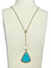 Nacozari Turquoise Lariat Necklace In Gold