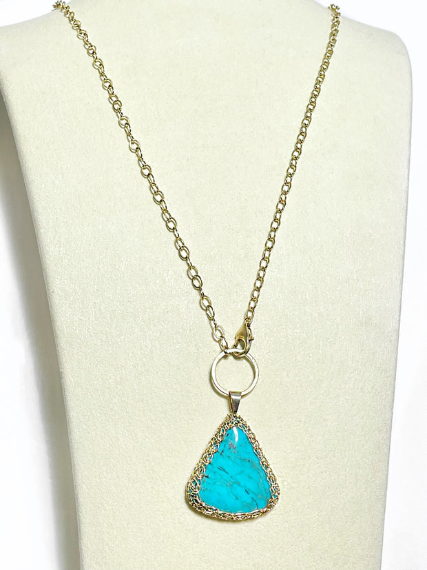 Nacozari Turquoise Lariat Necklace In Gold