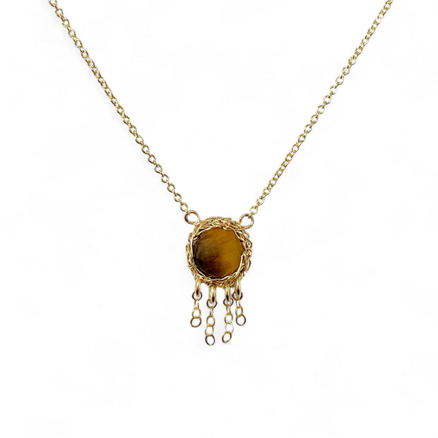 Tiger’s Eye Jellyfish Necklace In Gold