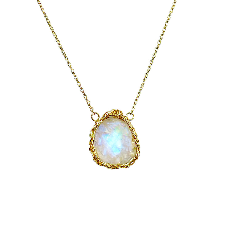 14kt Gold Rainbow Moonstone Necklace