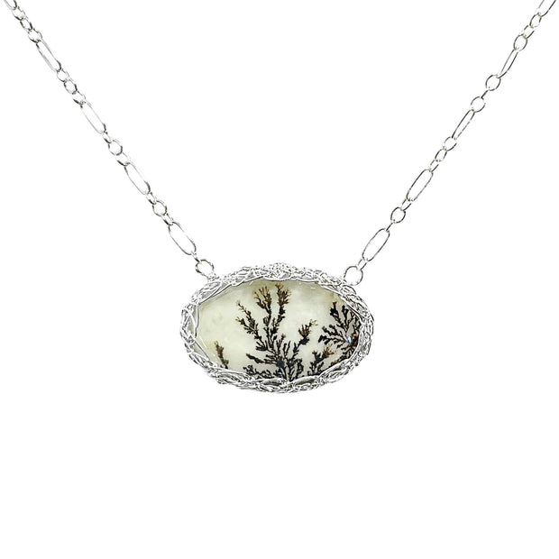 Haumea Dendritic Agate Necklace In Silver