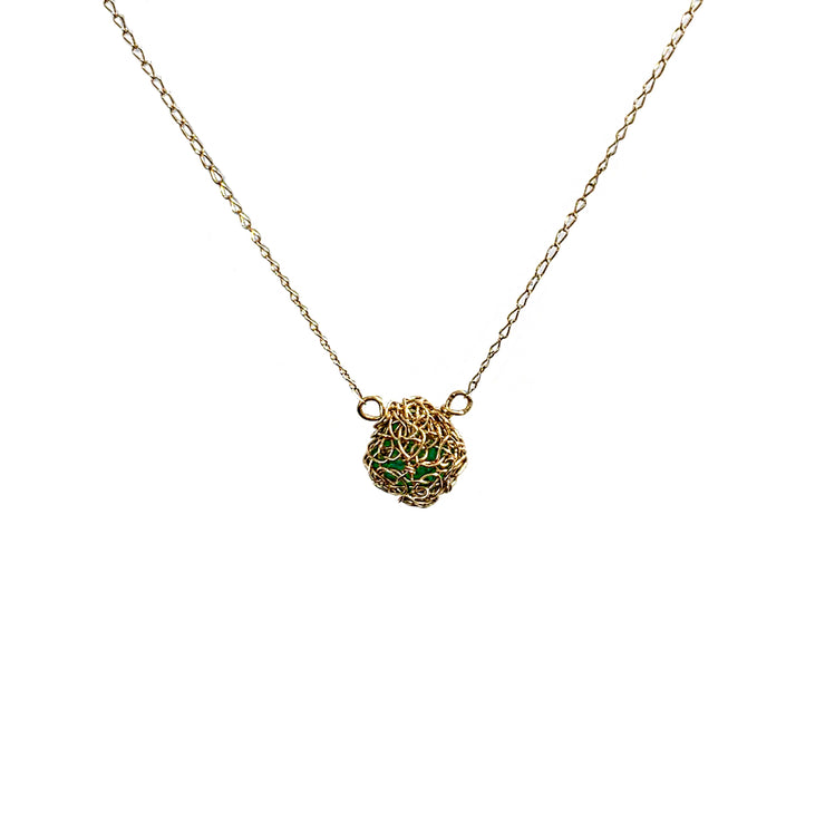 14 Karat Emerald Sweet Pea Necklace