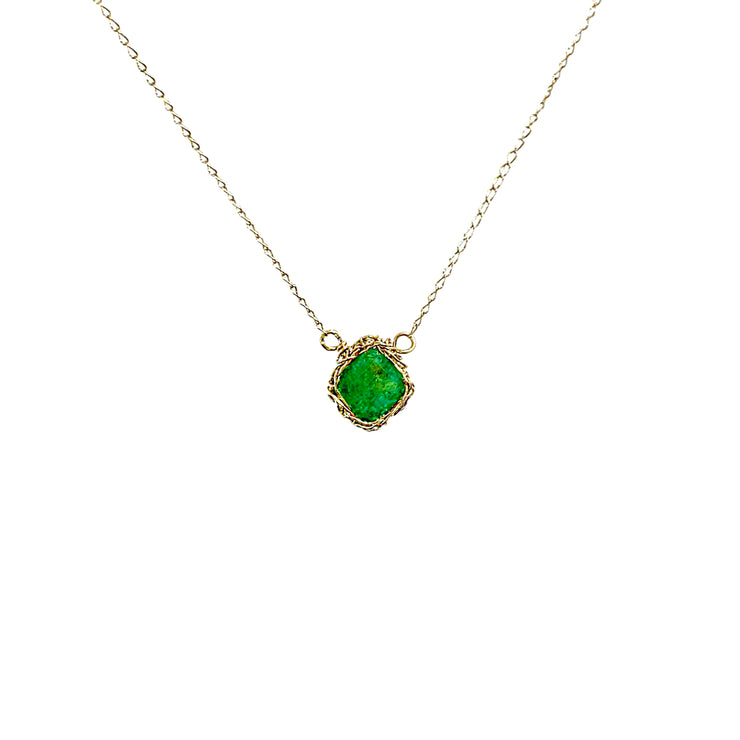 14 Karat Emerald Sweet Pea Necklace