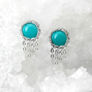 Turquoise Jellyfish Post Earrings In Silver