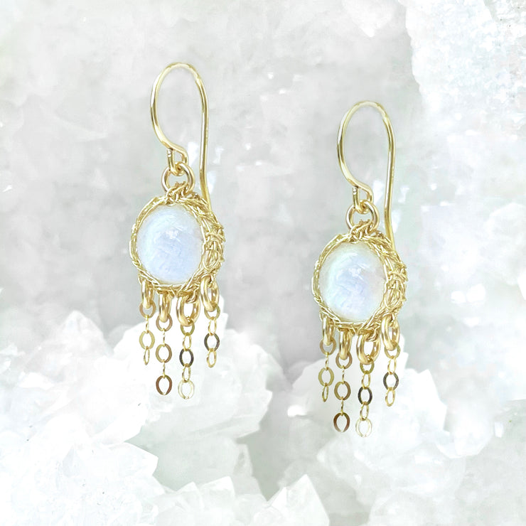 Moonstone Jellyfish Dangle Earrings In Gold