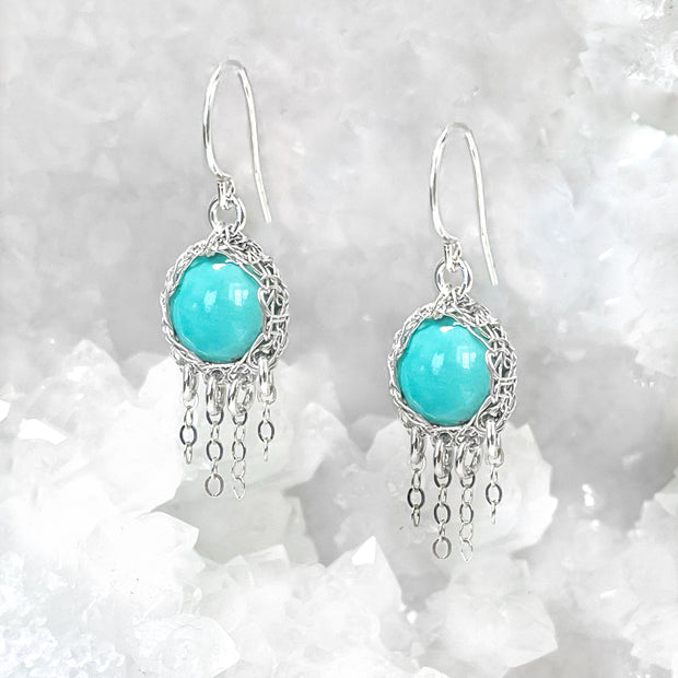 Turquoise Jellyfish Dangle Earrings In Silver