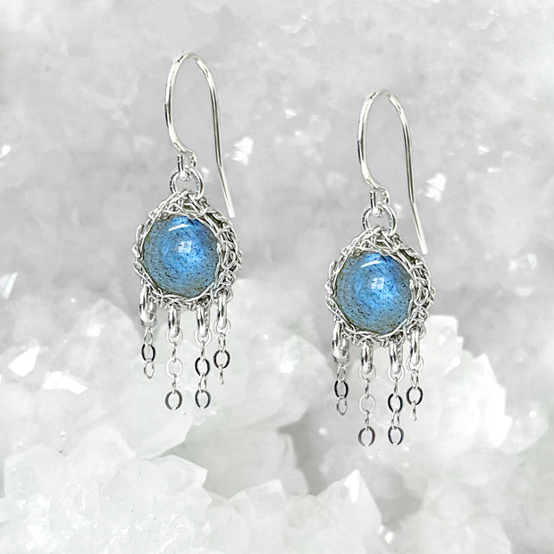 Labrdadorite Jellyfish Dangle Earrings In Silver