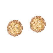 Small Druzy Round Post Earrings Gold