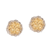 Small Druzy Round Post Earrings Silver
