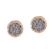 Small Druzy Round Post Earrings Gold