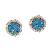 Small Druzy Round Post Earrings Gold