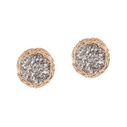 Small Druzy Round Post Earrings Gold