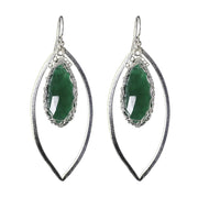Turquoise Long Gemstone Marquise Earrings in Silver