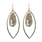 Long Gemstone Marquise Earrings in Gold