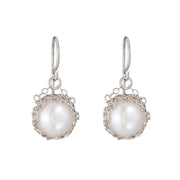 Small Ivory Pearl Dangle Earrings Sterling Silver