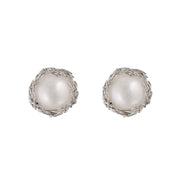Small Ivory Pearl Post Earrings Sterling Silver