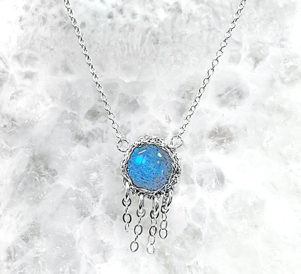 Labradorite Jellyfish Necklace In Silver