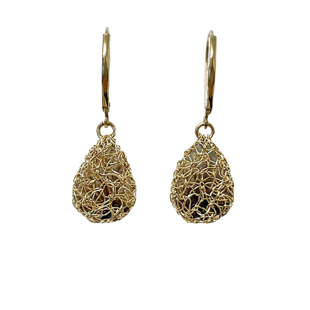 Small Dendritic Agate Earrings In Gold
