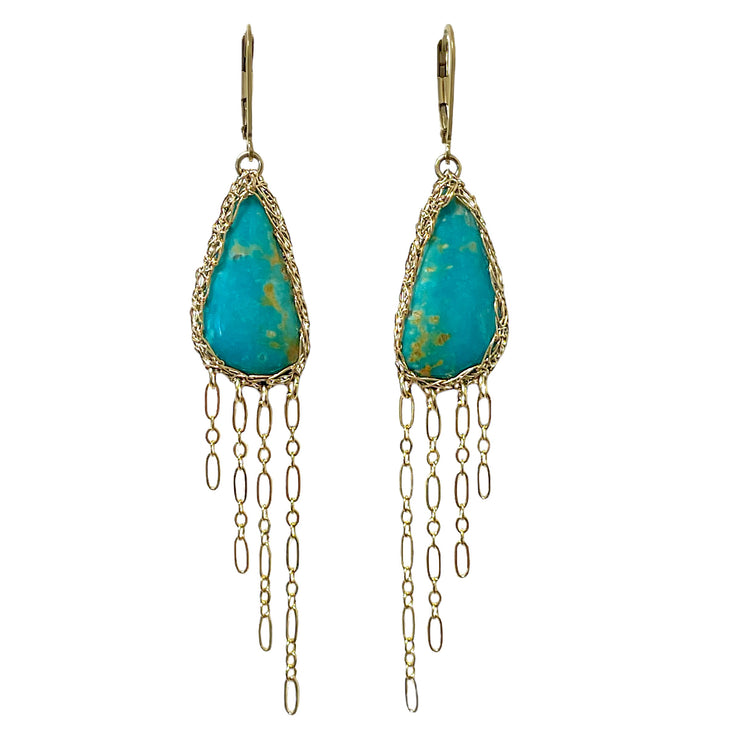 Royston Ribbon Turquoise Earrings In Gold